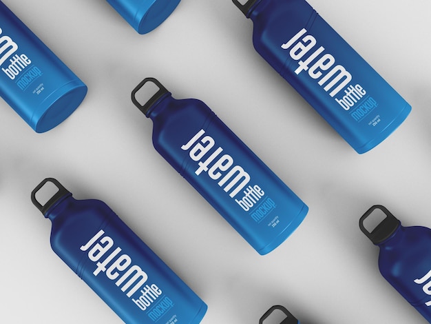 Metallic sports water bottle mockup