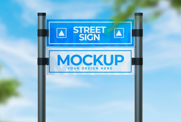 Metallic Street Sign Mockup for promotions, advertising or branding.