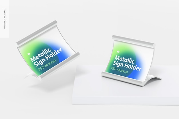 Metallic Table Sign Holders Mockup