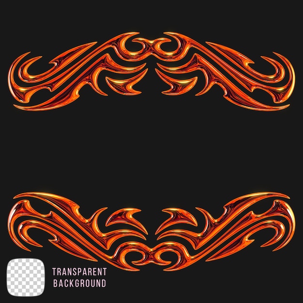 PSD metallic tribal ornament 3d rendering on transparent background