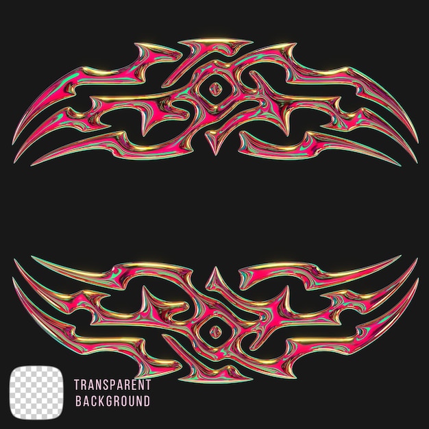 PSD metallic tribal ornament 3d rendering on transparent background