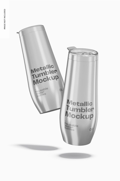 Metallic Tumblers Mockup, Falling