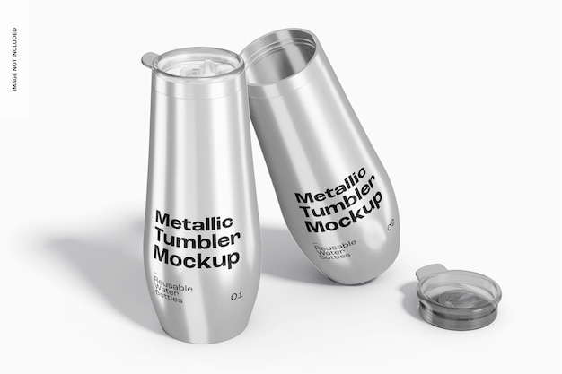 Metallic Tumblers Mockup, Opened and Closed