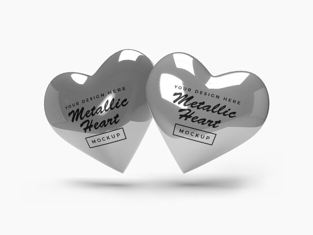 Metallic Valentine Heart Mockup Design