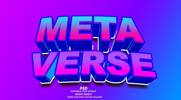 Metaverse 3d editable text effect PSD template