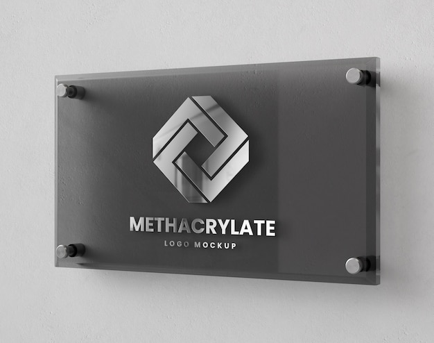 Methacrylate logo mockup on wall