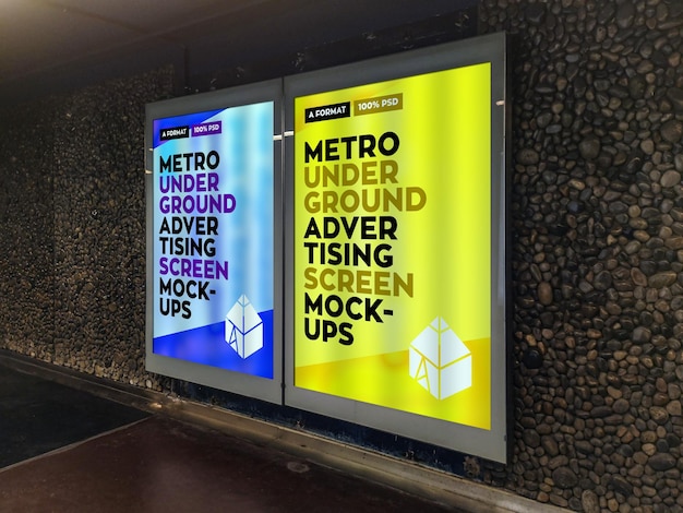 Metro Underground advertising billboard mockup