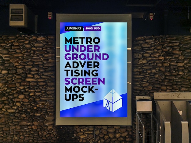 Metro Underground advertising billboard mockup