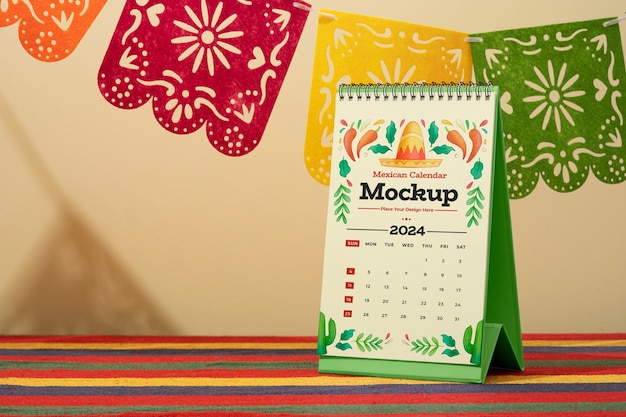 Mexican calendar mockup for 2024