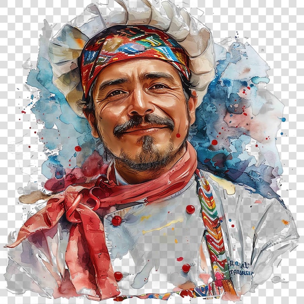 PSD mexican chef portrait mexican illustration