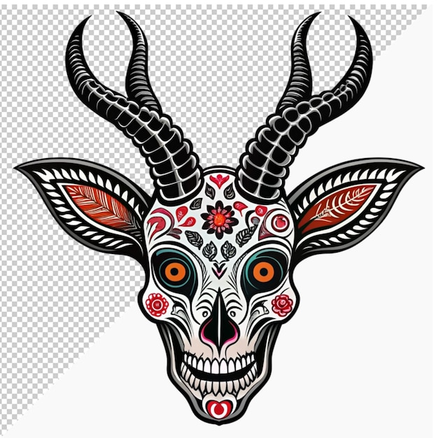 mexican dead animal antelope skeleton animal decoration on transparent background