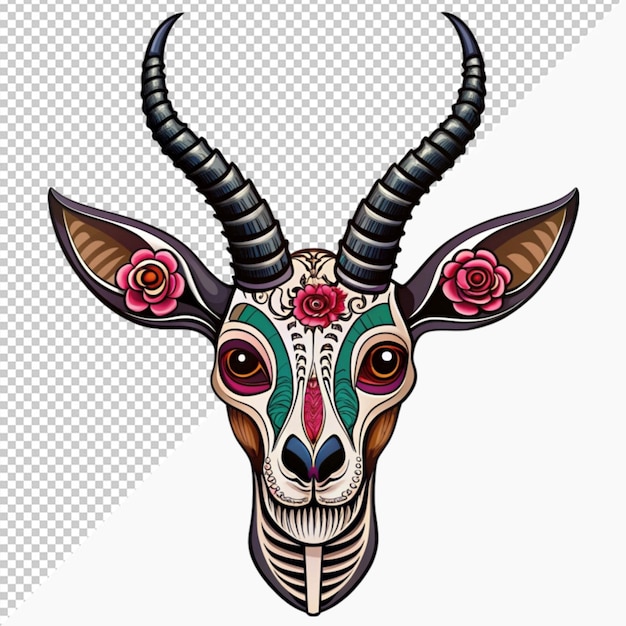 mexican dead animal antelope skeleton animal decoration on transparent background