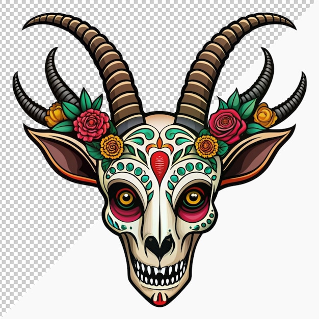 mexican dead animal antelope skeleton animal decoration on transparent background