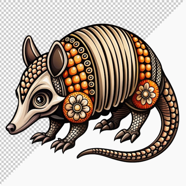 mexican dead animal armadillo skeleton animal decoration on transparent background