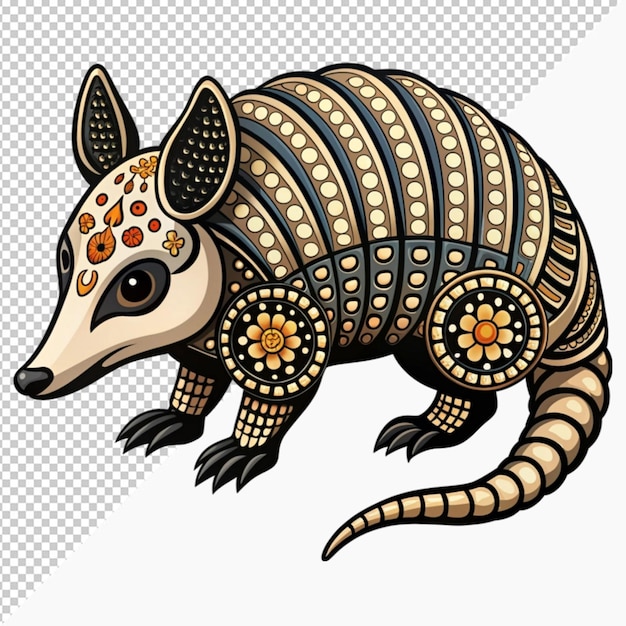 mexican dead animal armadillo skeleton animal decoration on transparent background