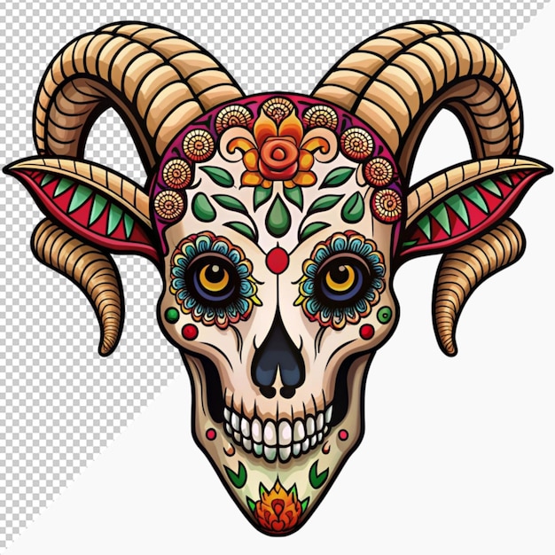 mexican dead animal goat skeleton animal decoration on transparent background