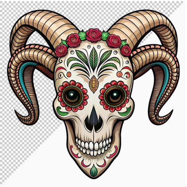 mexican dead animal goat skeleton animal decoration on transparent background