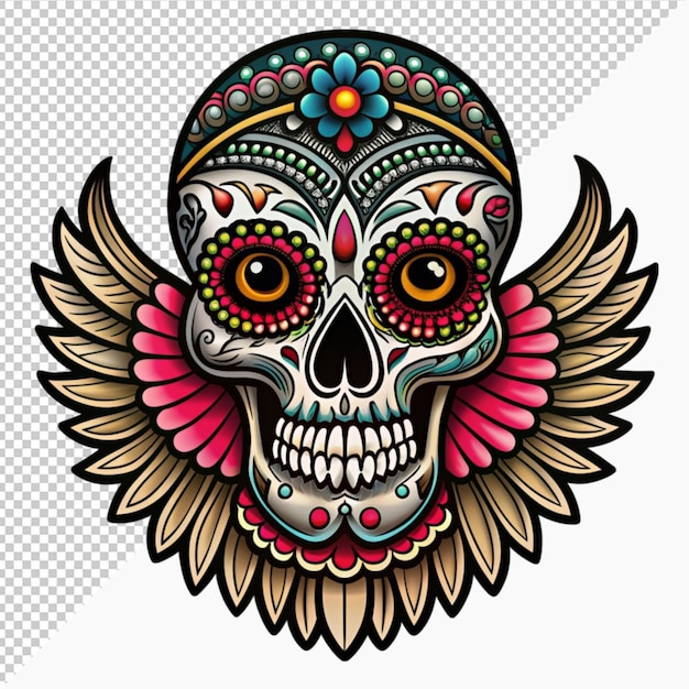 mexican dead hawk skeleton animal decoration on transparent background