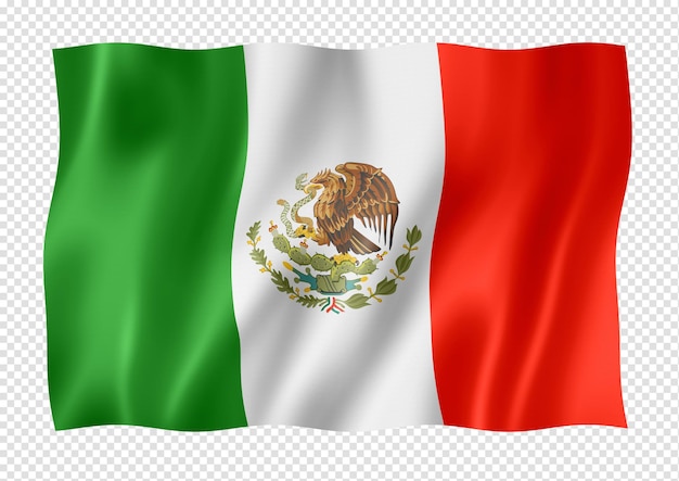 Mexican flag isolated on white banner