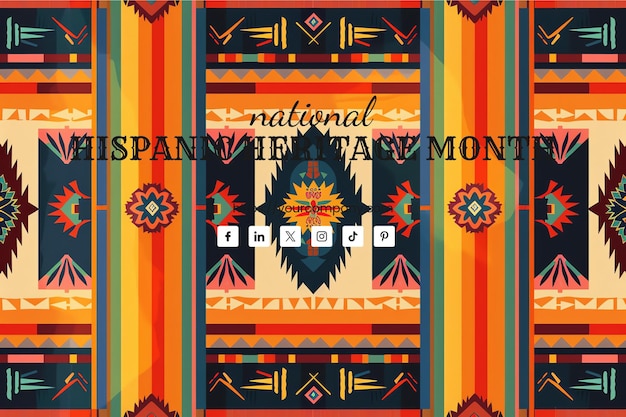 PSD mexican folk art and handwoven serape blanket and spanish language stationery greeting card for