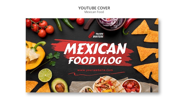 Mexican food restaurant youtube cover template