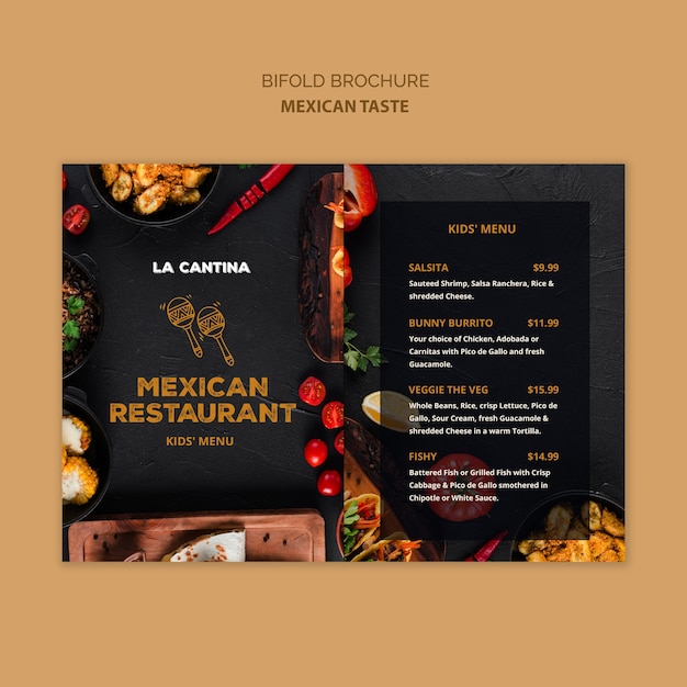 Mexican restaurant bifold brochure template