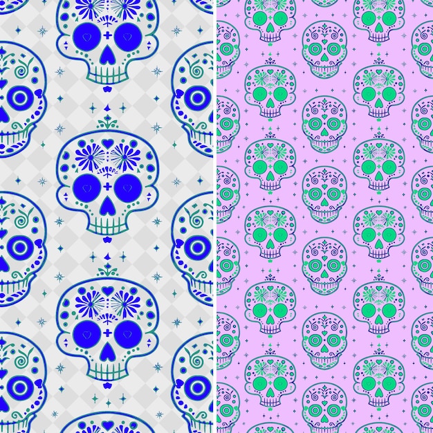 PSD mexican sugar skull pattern containing various symbols and d creative abstract geometric vector