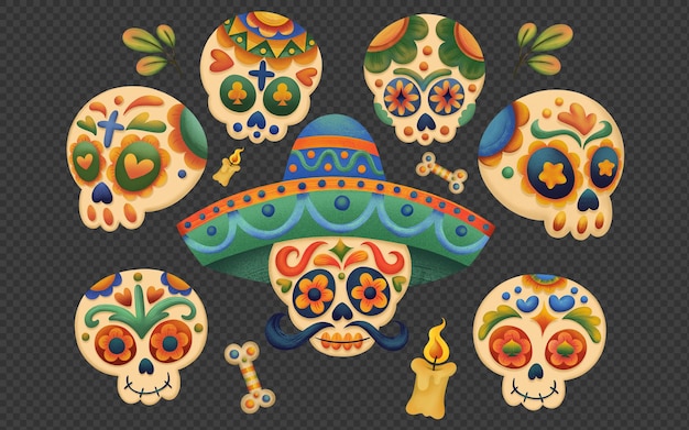 Mexican Sugar Skulls Calaveras Calacas