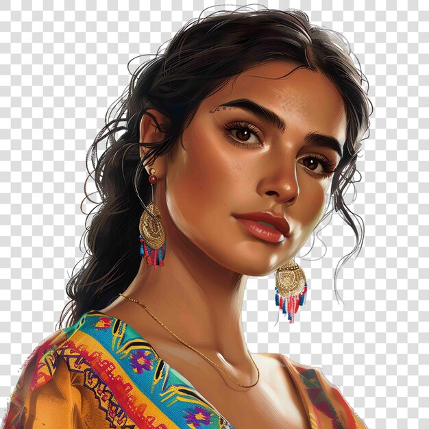 PSD mexican woman for national hispanic heritage month festival illustration