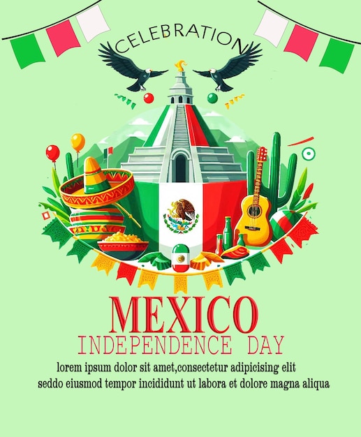 PSD mexico celebration day ilustration design banner template