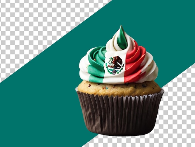 PSD mexico flag cup cake on white back ground