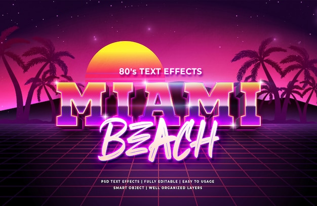 Miami Beach 3d Text Style Effect