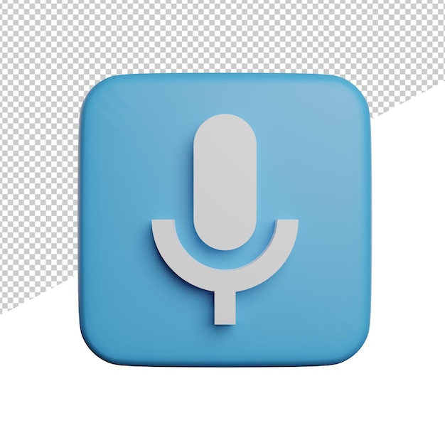 Mic recorded square front view 3d illustration rendering icon transparent background