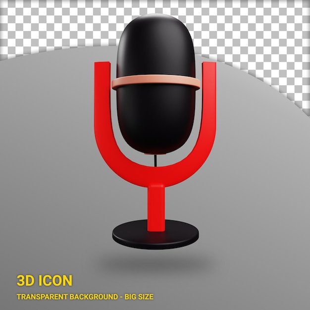 Microphone 3d icon with transparent background