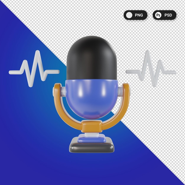 Microphone Communication icon set 3d render