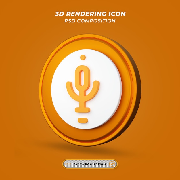 Microphone Icon in 3D Rendering