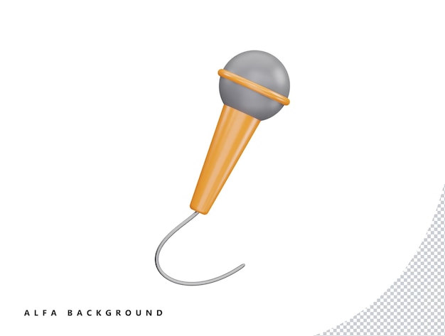 Microphone with 3d vector icon cartoon minimal style