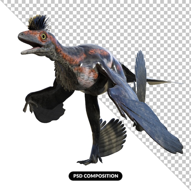 Microraptor dinosaur isolated 3d render