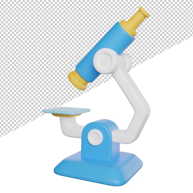 Microscope Education Tools side view 3d rendering icon illustration on transparent background