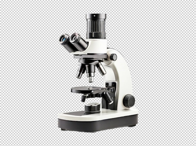 a microscope with a picture of a person in the bottom left corner on transparent background