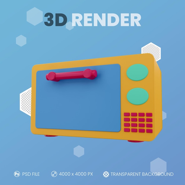 Microwave 3D render with isolated background