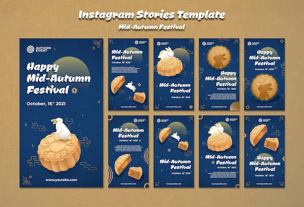 Mid-autumn festival instagram stories set