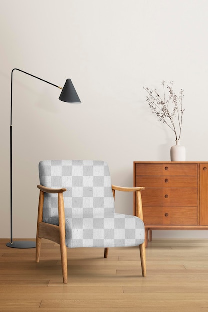 PSD mid century armchair png mockup minimal furniture