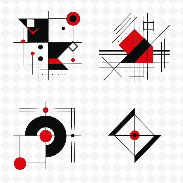 PSD mid century modern borderlines design with simple and geomet png unique stylized motifs designs