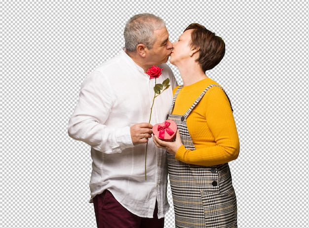 PSD middle aged couple celebrating valentines day