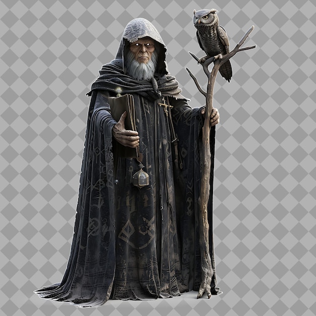 Middle Aged Sorceress Enchanted Hermit With Slender Form Lon Isolated 3D Character Illustration