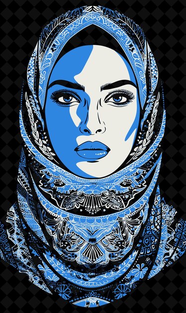 Middle Eastern Woman Portrait Wearing a Hijab and an Abaya W Vivid Color Design PNG Collections