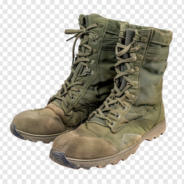 PSD military combat boots on transparency background psd