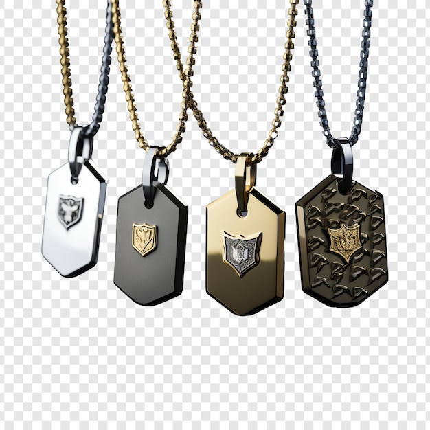 PSD military dog tags jewellery isolated on transparent background