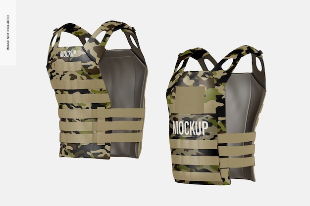 Military Tactical Vests Mockup, Floating